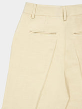 Paula Stacy Beige Wide-Leg Tailored Twill Pants