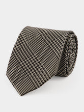 Tom Ford Silver Prince of Wales Mulberry Silk Tie