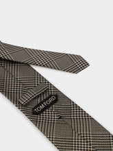 Tom Ford Silver Prince of Wales Mulberry Silk Tie