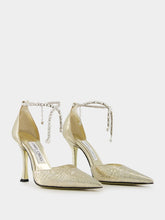 Jimmy Choo Gold Stevie Crushed Metallic Pumps