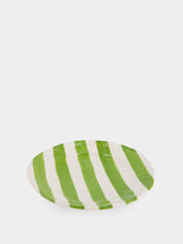 Green Striped Ceramic Dessert Plate