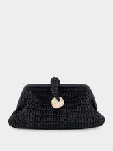 Serena Uziyel Black Delphine Raffia Clutch Bag