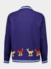 Baziszt Blue Mélange Long-Sleeve Embroidered Shirt