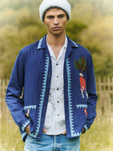 Baziszt Blue Mélange Long-Sleeve Embroidered Shirt