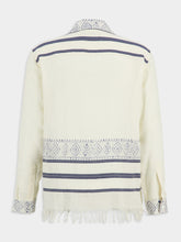 Baziszt Off-White and Blue Talilo Embroidered Shirt