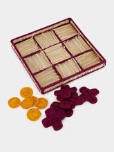 Coro Cora Natural and Burgundy Iraca Palm Tic Tac Toe Board Game