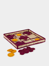 Coro Cora Natural and Burgundy Iraca Palm Tic Tac Toe Board Game
