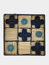 Coro Cora Natural and Navy Iraca Palm Tic Tac Toe Board Game