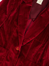 Paula Tansy Cabernet Velvet Plissé Blazer