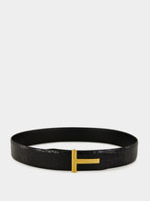 Tom Ford Black Crocodile-Embossed Leather Belt