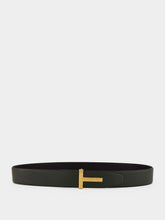 Tom Ford Black Grain Leather T Icon Belt