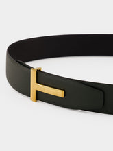 Tom Ford Black Grain Leather T Icon Belt