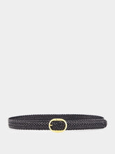 Tom Ford Black Woven Leather Oval Belt