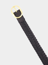 Tom Ford Black Woven Leather Oval Belt