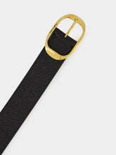 Tom Ford Black Grain Leather Oval Buckle Belt