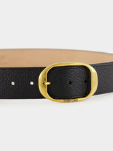 Tom Ford Black Grain Leather Oval Buckle Belt