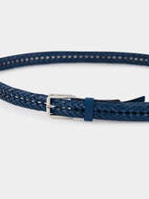 Tom Ford Marine Blue Braided Leather Belt