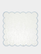 Paula Living Cascais White Linen Napkin with Blue Dots Border