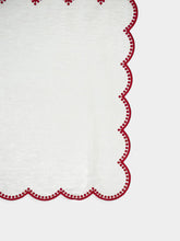 Paula Living Cascais White Linen Napkin with Red Dots Border