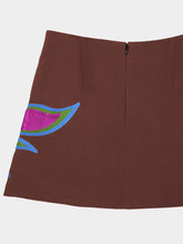 Paula Teresa Coffee Bean Embroidered Mini Skirt