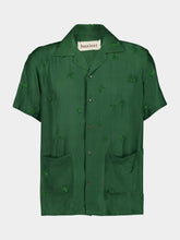 Green Thrive Short-Sleeve Silk Shirt
