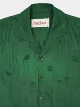 Baziszt Green Thrive Short-Sleeve Silk Shirt
