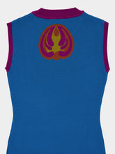 Paula Tina Mykonos Blue Jacquard Tank Top with Fringes