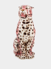 Les Ottomans Pink Ceramic Leopard Sculpture