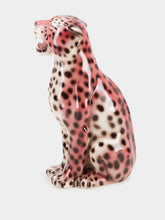Les Ottomans Pink Ceramic Leopard Sculpture