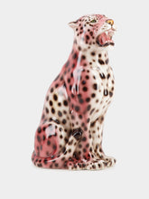 Les Ottomans Pink Ceramic Leopard Sculpture