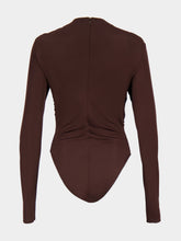 Balmain Brown Draped Long-Sleeve Bodysuit