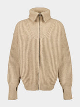 Beige Zipped Alpaca Wool Cardigan | PDP - Fashion Clinic
