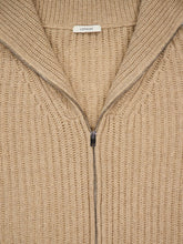 Beige Zipped Alpaca Wool Cardigan | PDP - Fashion Clinic