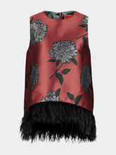 La DoubleJ Pink La Scala Feria Feather-Trimmed Top