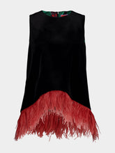 La DoubleJ La Scala Black Velvet Top with Feather Hem