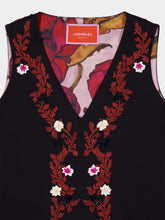 La DoubleJ La Scala Black Embroidered V-Neck Jersey Top