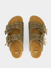 Baziszt Khaki Green Tress Suede Sandals