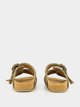 Baziszt Khaki Green Tress Suede Sandals