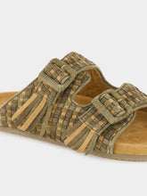 Baziszt Khaki Green Tress Suede Sandals