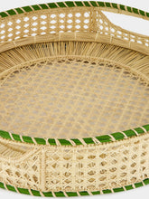 La DoubleJ Green Raffia Woven Tray