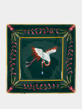 La DoubleJ Spirit Stork Dark Green Porcelain Trinket Tray