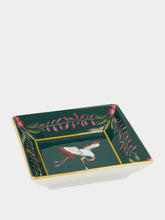 La DoubleJ Spirit Stork Dark Green Porcelain Trinket Tray