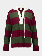 Trilium Cabernet and Peacoat Knitted Striped Polo Shirt