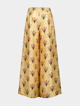 La DoubleJ Yellow Printed Silk Palazzo Trousers