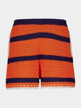 La DoubleJ Orange and Navy Salt’n’Vinegar Crochet Shorts