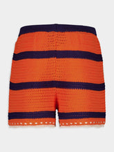 La DoubleJ Orange and Navy Salt’n’Vinegar Crochet Shorts