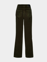 La DoubleJ Green Cotton Velvet Flared Trousers