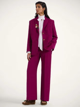 La DoubleJ Solid Purple Wide-Leg Cady Wool Trousers