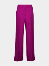 La DoubleJ Solid Purple Wide-Leg Cady Wool Trousers