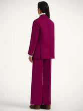 La DoubleJ Solid Purple Wide-Leg Cady Wool Trousers